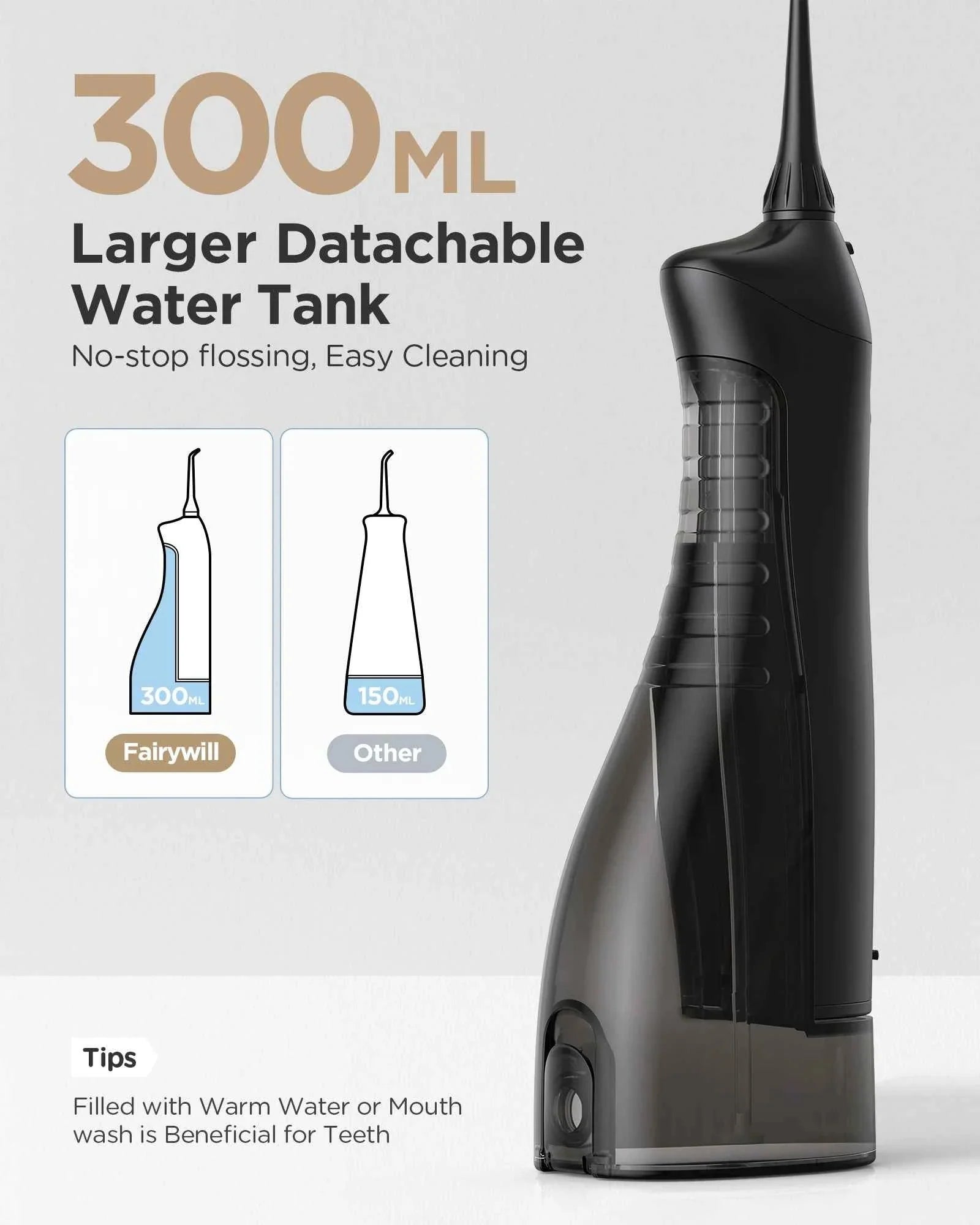 Fairywill FW5020E Water Dental Flosser & Sonic Electric Toothbrush Set - IPX7 Waterproof Portable Oral Care Kit