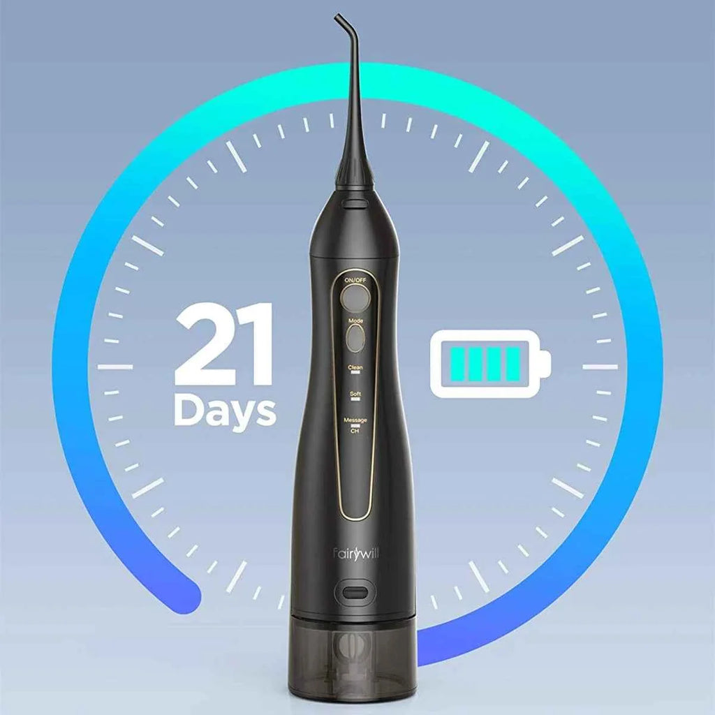 Fairywill Portable Oral Irrigator - 300ML Rechargeable Water Flosser with 3 Cleaning Modes