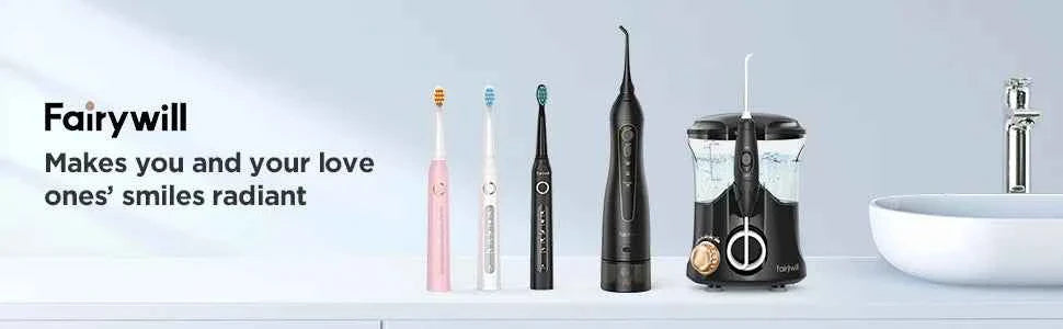 Fairywill Professional Oral Care Set - Waterproof Water Flosser & Electric Sonic Toothbrush Combo