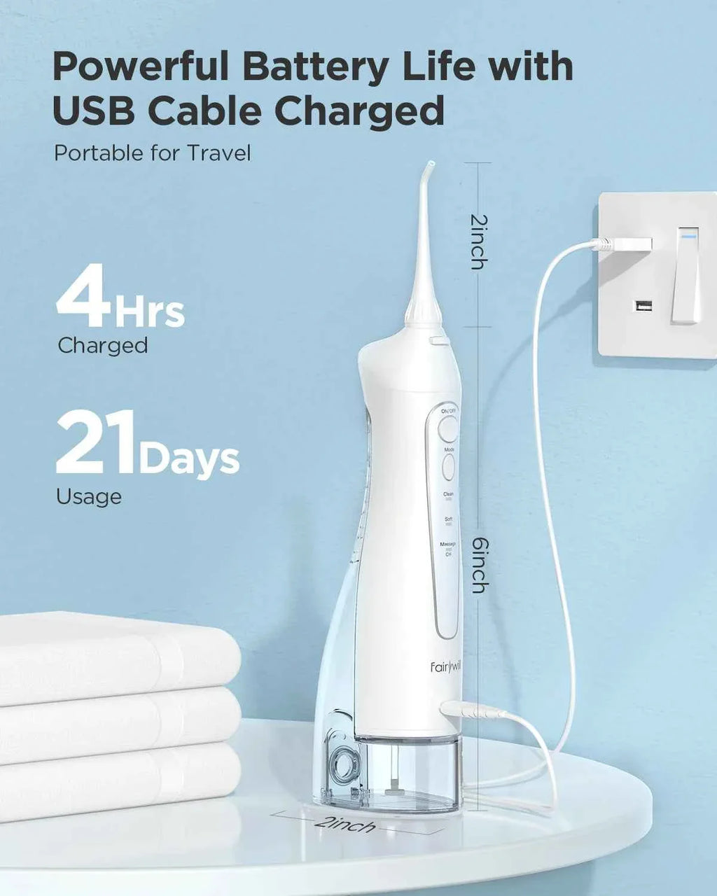 Fairywill Professional Oral Care Set - Waterproof Water Flosser & Electric Sonic Toothbrush Combo