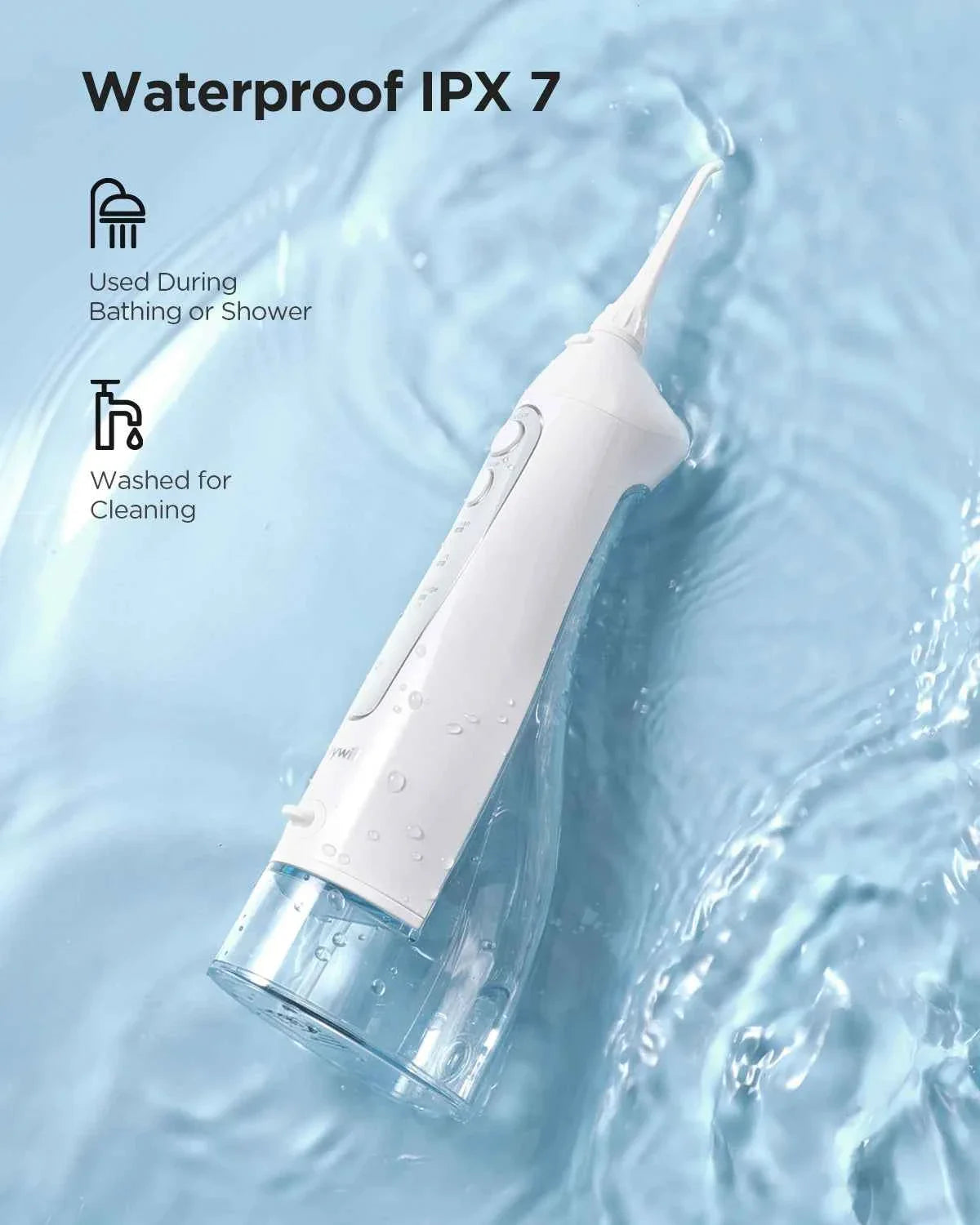 Fairywill Portable Oral Irrigator - 300ML Rechargeable Water Flosser with 3 Cleaning Modes