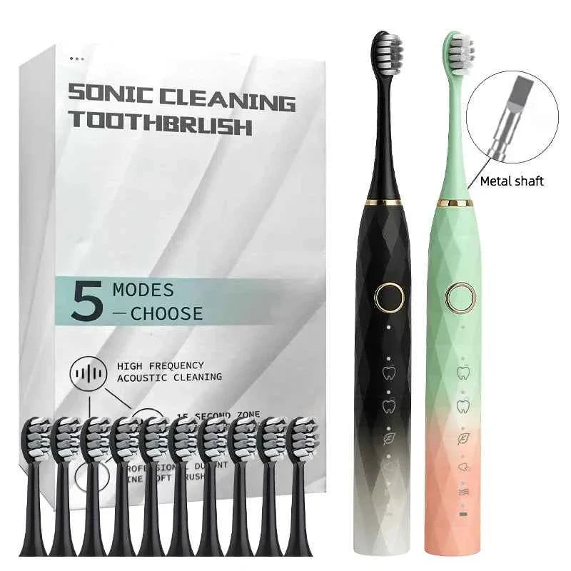 Electric Toothbrush Rotary Cleaning Teeth Brush Waterproof Electronic Tooth Brush With Timer USB Rechargeable Toothbrush 10 head